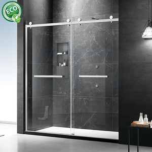 Portes de douche coulissantes en nickel brossé, verre dépoli, acier inoxydable antirouille, étanches - Product Image 3