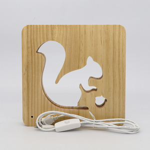 Lámpara de Mesa <span class=keywords><strong>USB</strong></span> DC 5V, Lámpara de Escritorio LED Decorativa, Lámpara de Noche de Madera de Pino Blanco Cálido con Interruptor de Botón - Product Image 3