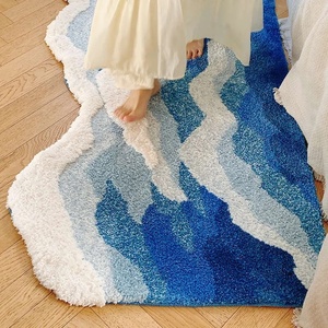 <span class=keywords><strong>Tapis</strong></span> de chambre à coucher esthétique à tufting, motif océan, doux et moelleux, avec vagues panoramiques, <span class=keywords><strong>tapis</strong></span> de chevet, <span class=keywords><strong>tapis</strong></span> de sol, paillasson, décoration intérieure - Product Image 2