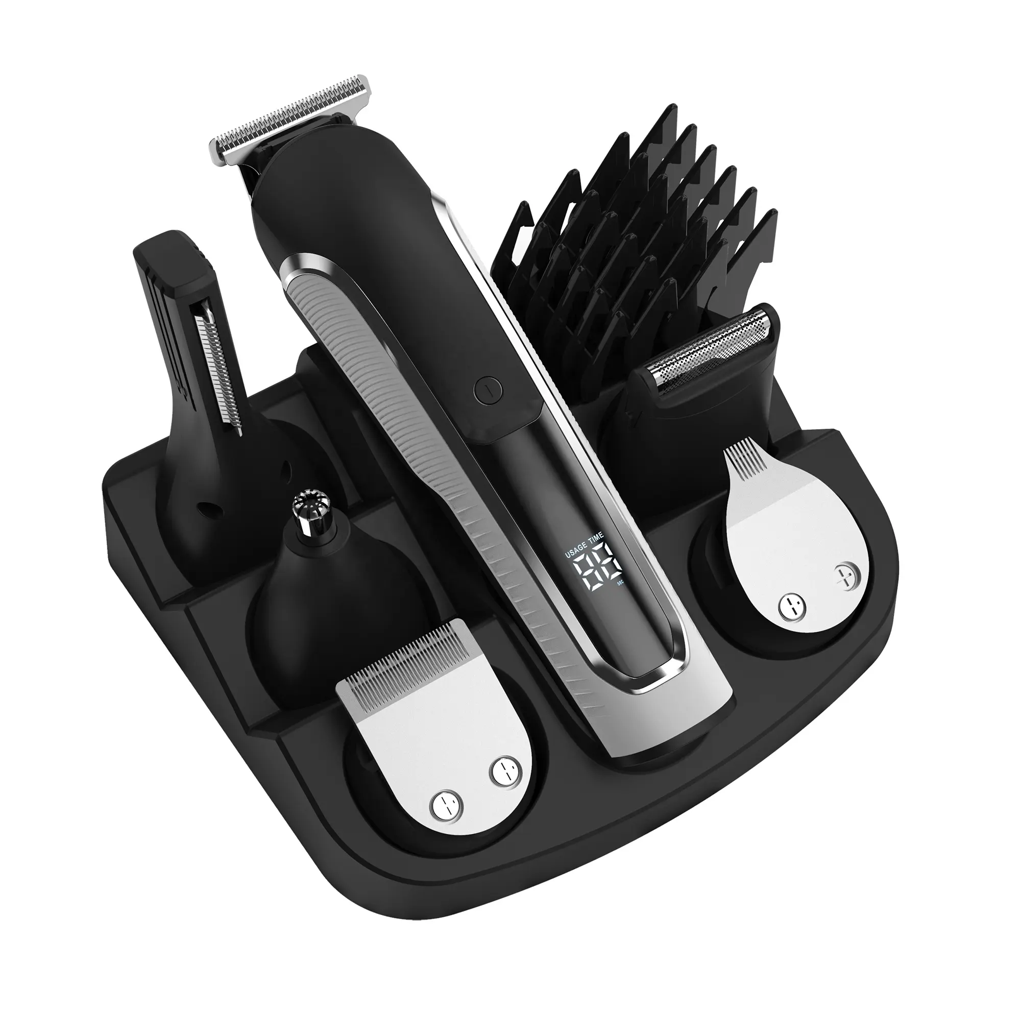 Cortadora de pelo eléctrica de lujo para Barbero, Kit profesional inalámbrico de alta potencia y bajo ruido, recargable