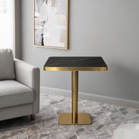 Table et chaises de salle à manger en marbre et alliage d'aluminium avec bord doré, style luxe léger pour restaurant occidental et hôtel