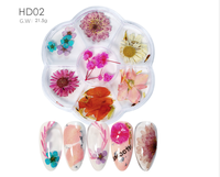Design mixte de vraies fleurs, breloque pour ongles, décoration de fleurs séchées, artisanat en résine 3D pour Nail Art, fleurs sèches
