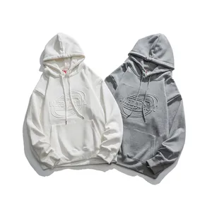 Custom Premium Streetwear 3D Embossed Logo 350 400 500 GSM French Terry Hoodie Men