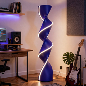 Lámpara de Pie LED Moderna en Espiral Azul, Control Táctil, Altura Ajustable, Luz Blanca Cálida, Cuerpo de Plástico, Diseño Escultural de Gran Tamaño - Product Image 3