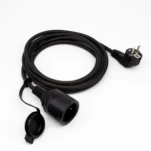 European Male to Female Extension Cords with Waterproof Cover, 250V 16Amp 1.5mm2 Outdoor AC Power Cord Extension Cord