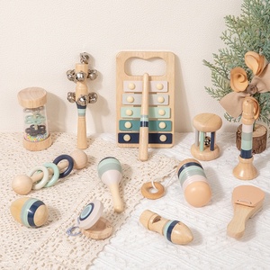 Jouet éducatif en bois pour enfants, clochettes, instrument multifonctionnel pour l'éveil musical et sensoriel, ensemble de percussion, claquettes et sonnettes de pluie - Product Image 3