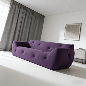 Sofá Redondeado Acolchado con Botones de Felpa Morado Oscuro, Estilo Personalizado de Lujo Ligero, Sofás de Sala de Estar, Sofá de Tela para Uso Recreativo - Product Image 5