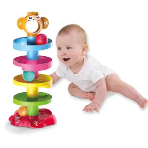Ball drop and roll toy 5 layers ramp rolling ball monkey swirling tower running ball ramp toy for toddler educational activity