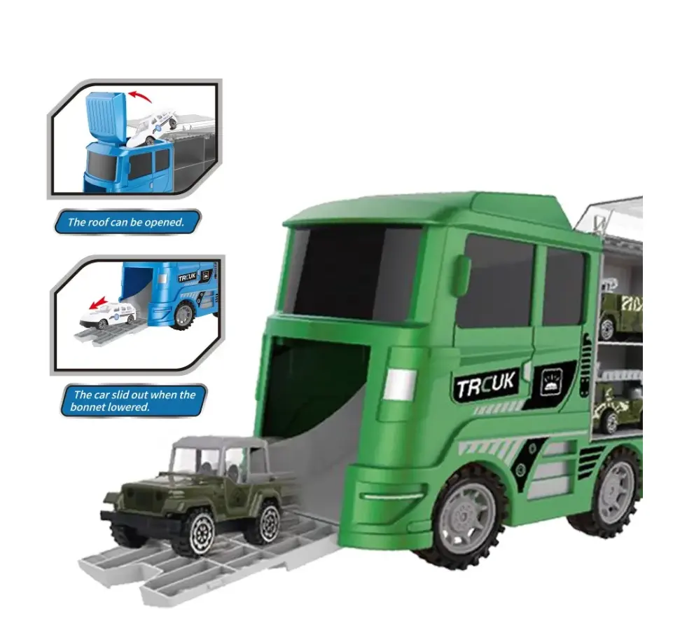 Militärfahrzeuge Spielzeugset Armee Kampfwagen im Frachtwagen Lastkraftwagen Transportauto Minilegierung Metall für Jungen Kinder Kinder 6 in 1