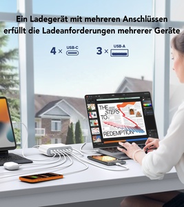 HNT 185Watt Very Fast <strong>Charger</strong> Block GaN <strong>7</strong> <strong>Port</strong> PD USB C QC USB a Wall <strong>Charger</strong> Type C Charging Station <strong>for</strong> <strong>iPhone</strong> 17 16 15 14 Pro - Product Image 5