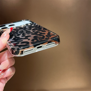 Funda transparente brillante con estampado de leopardo IMD dual para iPhone 17 16 15 14 Pro Max, cubierta trasera completa - Product Image 6