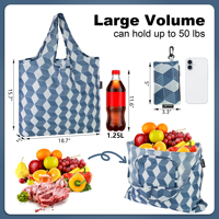 Sacs d'épicerie pliables réutilisables en polyester recyclé, sac de courses pliable pour les courses au supermarché