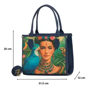 Bolso de Yute Azul con Forro de Lona para Mujer Fana Flora con Logo Personalizado Artículo para Reventa - Product Image 4