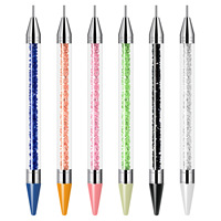 DIY Nail Art Rhinestone Picker Tool Dotting Pen Wax Pencil avec pinceau en plastique Gem Jewel Applicator for Rhinestone Placement