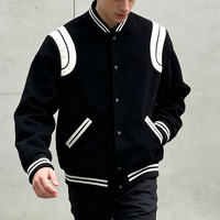 Blouson Bomber Vintage Homme Personnalisé Noir et Blanc à Boutons Pression – Vêtement Décontracté Streetwear – Vente en Gros
