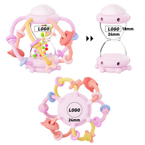 Anneau de dentition en silicone Hourglass Manhattan Ball pour bébés de 0 à 24 mois, hochet éducatif pour la préhension - Product Image 3