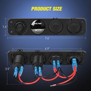 Panel de enchufe de cargador 4 en 1 ON OFF, voltímetro LED <span class=keywords><strong>USB</strong></span> Dual, encendedor de cigarrillos, toma de corriente, Panel de interruptor basculante - Product Image 2