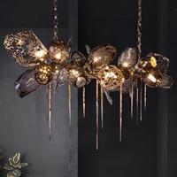 Luminaires de luxe postmodernes de haute qualité, lustre pour hôtel, loft, escalier, décoration en verre, lampe suspendue en cristal