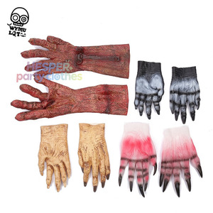 Gants de sang de zombie effrayants en vinyle pour maquillage d'Halloween, accessoires de fête, farces, cosplay, démon - Vente en gros - Product Image 1