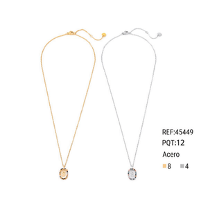 Collar con Colgante Angelina S, Oro, Plata, Acero, Ovalado, Zirconia, Cadena de Serpiente, Joyería de Moda Unisex, Regalo Diario - Product Image 1