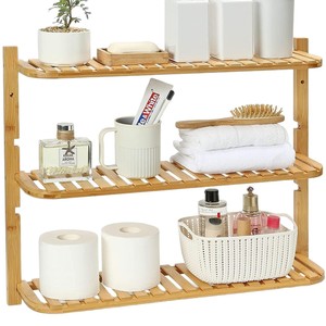 Estante de baño de bambú de 3 niveles, estante de almacenamiento montado en la pared para accesorios de baño - Product Image 5
