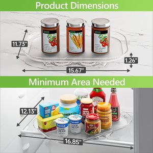 Lazy Susan organisateur de <span class=keywords><strong>plateau</strong></span> <span class=keywords><strong>tournant</strong></span> pour réfrigérateur clair rectangulaire réfrigérateur organisation stockage pour armoire Table garde-manger <span class=keywords><strong>cuisine</strong></span> - Product Image 3