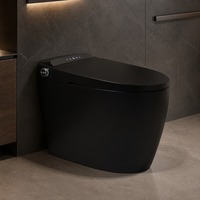Siège de toilette chauffant intelligent en céramique avec télécommande, désodorisation automatique, capteur de pied, double chasse d'eau allongée (P-Trap/S-Trap)