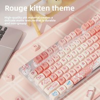 Teclado Mecánico con Cable USB TK930 Rouge Kitty con Retroiluminación y Diseño Rosa de Alta Estética para Uso en Oficina y Juegos de PC para Mujeres