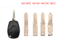 Coque de clé de voiture 2 boutons télécommande ABS Embryo VAC102/HU136T de remplacement avec puce 4A noire OEM pour