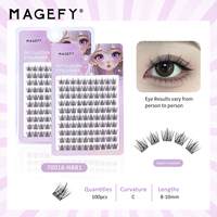 MAGEFY Faux cils en gros européens et américains, effet naturel et bouclé, effet tridimensionnel, bouquets de cils DIY
