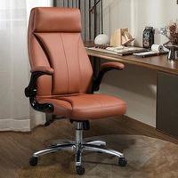 Chaise de bureau confortable en cuir avec squelette métallique, inclinable, pivotante, avec fonctions de levage - Chaise de patron, pour ordinateur, sieste, travail, étude, usage domestique