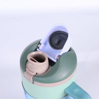 Gobelet isotherme cylindrique en acier inoxydable 304 de 40 oz avec poignée et bouchon à paille, grande capacité pour le bureau et l'extérieur