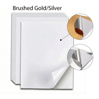 HH 073 Papier autocollant brillant étanche argent brossé 5C vierge pour impression UV, haute adhérence, usage industriel alimentaire