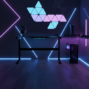 Vente en gros d'usine de haute qualité Escritorio Gamer Table <span class=keywords><strong>Bureau</strong></span> d'ordinateur de jeu LED RVB Table de jeu - Product Image 4