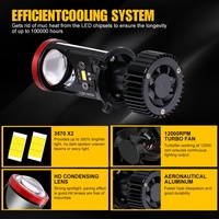 Phare LED Y8 H4 80W Plug and Play Sunshiny avec projecteur de phare LED de 2 pouces et accessoires de voiture