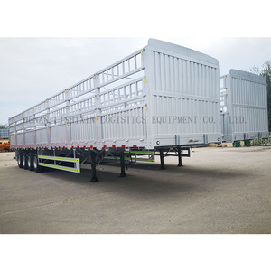 Semi-<span class=keywords><strong>remorque</strong></span> à plateau à 4 essieux robuste, charge utile de 50 tonnes, <span class=keywords><strong>remorque</strong></span> à clôture, cadre Q345B, 13 m de long, pour le transport de matériaux de construction et miniers - Product Image 2