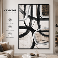 Impression sur toile abstraite minimaliste moderne, lignes noires et blanches, grande taille, encadrée, décoration murale pour la maison