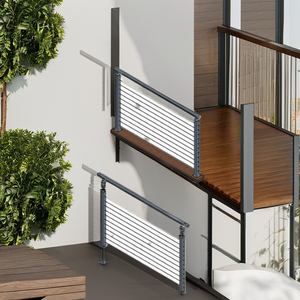 Modern Design Black <strong>Metal</strong> <strong>Handrails</strong> <strong>for</strong> Outdoor <strong>Steps</strong> &amp; Front Porch Wire Railing Deck Railings Durable Steel <strong>Handrail</strong> <strong>for</strong> Stairs - Product Image 3