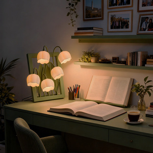Lily Flower Frame Table Lamp E27 LED Touch Control Eye Caring Desk <b>Night</b> <b>Light</b> For Bedroom Study Decor - Product Image 1