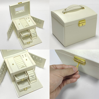 Tiroir étui de luxe en cuir PU et rangement de voyage grande boîte à bijoux organisateur pour femmes