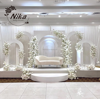 NIKA Ensemble de panneaux décoratifs pour arche de mariage 3D stéréoscopique en PVC blanc, personnalisable et luxueux, pour banquets de mariage