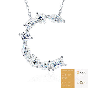 Thư một moissanite chuỗi mặt dây chuyền Lê cắt VVS1 moissanite Vòng cổ thiết kế thư moissanite Vòng cổ - Product Image 1