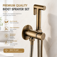 Ensemble de douche WC mural en laiton antique moderne avec douchette bidet à main, robinet d'angle, écologique, pour usage hôtelier, vertical