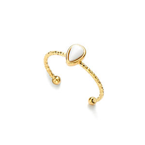 خواتم قابلة للتعديل من أحجار طبيعية فردية من الفولاذ المقاوم للصدأ عيار 18 ومطلية بالذهب عيار 18 للبيع بالجملة طرازات جديدة - Product Image 3