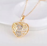 Mode Senior Dames Taille Réglable En Acier Inoxydable Coeur Zircon Incrusté Bracelet Collier Anneau Bracelet Ensemble