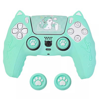 Ensemble de skins pour manette PS5, housse de protection en silicone souple pour manette sans fil PS5 avec 2 capuchons de joystick et 2 autocollants