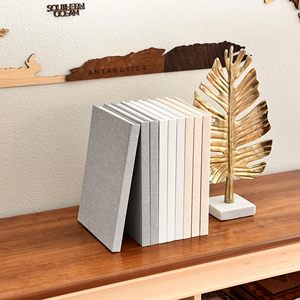 3 libros cubiertos de lino auténtico, decoración moderna del hogar, cuaderno de tapa dura A4, libros de diseñador de moda extragrandes - Product Image 4