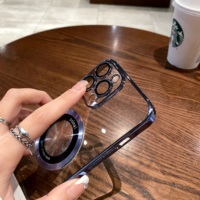 Luxury Electroplated Transparent PC Back Cover Magnetic Cell Phone Case for EPhone 13 16 Pro Max Includes Lens Film Protection