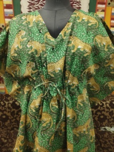 Caftán con estampado de tigre indio para mujer Long Beach Cover Up Maxi vestido con decoración de encaje tejido de algodón estampado Digital ropa de dormir - Product Image 5