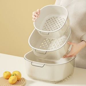Panier de vidange de cuisine double couche en plastique épaissi avec filtre à légumes et légumes secs à espacement de 10 mm pour le stockage des fruits et légumes - Product Image 4